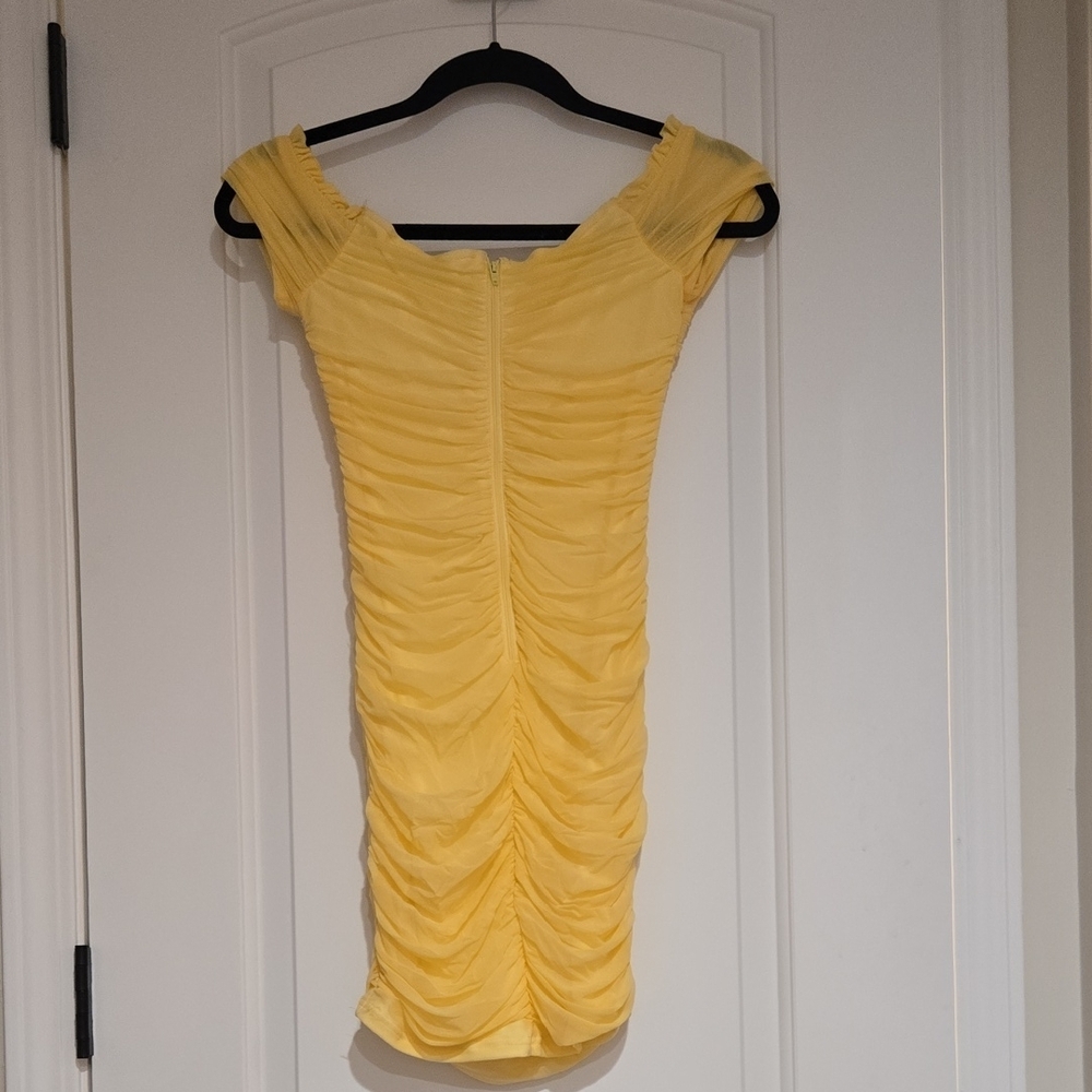 Windsor Yellow Ruched Mini Dress - Picture 3 of 3